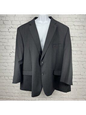 Joseph & Feiss Black Wool 2 Button Vented Blazer Jacket Sport Coat Size 60R